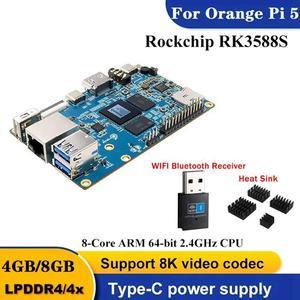 FOR Pi 5 RAM RK3588S 8- ARM 64Bit 8K Gigabit Wifi+BT Development Board+WIFI BT 2 In 1 +Heat Sink