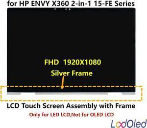 FOR 15.6 LED FHD LCD Screen Display Digitizer Assembly + Frame(Silver) for 2-in-1 15-fe0097nr 1920x1080 30pins