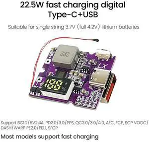 FOR 22.5W Power Bank Bidirectional Fast Charging Mobile Power Module Circuit Board With Digital/Light Type-C USB Suppor PD/QC3.0 2.0