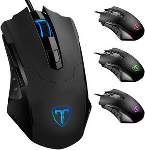 Portholic Gaming Mouse Wired Breathing Light Ergonomic Game USB Computer Mice Multicolor Gamer Desktop Laptop PC Gaming Mouse, 6 Buttons for Windows 7/8/10/XP Vista Linux, Black