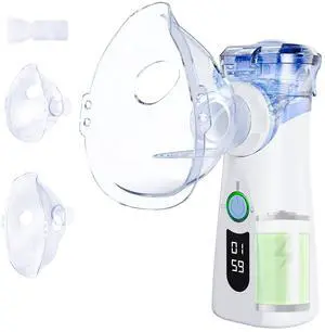Portable Rechargeable Mesh Nebulizer for Adults & Kids, Handheld Ultrasonic Nebulizer Machine with 2 Modes, Ultra Quiet <25dB, Fine Mist for Respiratory Relief, Travel & Home Use,grey white bule Portable Rechargeable Mesh Nebulizer for Adults & Kids, Handheld Ultrasonic Nebulizer Machine with 2 Modes, Ultra Quiet <25dB, Fine Mist for Respiratory Relief, Travel & Home Use,grey white bule