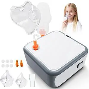 Portable Compressor Nebulizer Machine for Adults & Kids, Personal Steam Inhaler with Adjustable Nebulization Rate, Low Noise, Complete Accessories for Home Use Grey Portable Compressor Nebulizer Machine for Adults & Kids, Personal Steam Inhaler with Adjustable Nebulization Rate, Low Noise, Complete Accessories for Home Use Grey