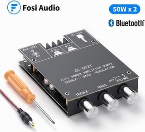 Fosi Audio Bluetooth 5.0 Audio Receiver Amplifier Board Wireless Power Digital AUX Amp Module Bass & Treble TPA3116D2 50W x2
