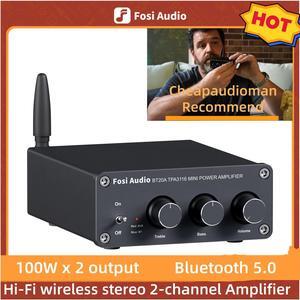 Fosi Audio BT20A Amplifier Stereo Receiver Bluetooth 5.0 Mini Power Amp 2 Channel 200W for Home/Outdoor/Garage/Ceiling/Passive Speakers Theater System