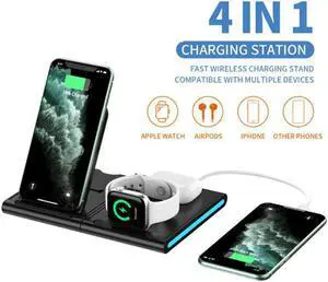 Vista Magnetic Power Tiles 4 In 1 Wireless Charging Station - Black Vista Magnetic Power Tiles 4 In 1 Wireless Charging Station - Black