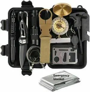 Vista 14 in 1 Outdoor Emergency Survival Gear Kit Camping Tactical Tools SOS EDC Case - Black Vista 14 in 1 Outdoor Emergency Survival Gear Kit Camping Tactical Tools SOS EDC Case - Black