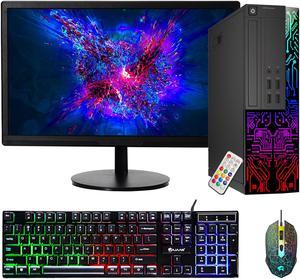 Dell OptiPlex Desktop Customized RGB Lights Computer with 24 Inch Monitor, Intel i5 Quad-Core Processor, 8GB RAM, 256GB SSD, Wi-Fi, Windows 10