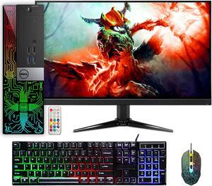 RGB Gaming Desktop with 24 Inch Gaming Monitor - Dell OptiPlex Computer i7 6th Gen Processor GeForce GT 1030 2GB 16GB RAM 512GB SSD Win 10 Pro WIFI HDMI