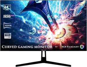 HAJAAN 24 Inch FHD 1080p Curved Gaming Monitor with RGB lighting, 165 Hz Refresh Rate, Tilt Adjustment, Wall Mountable HDMI, DP, USB Ports (X2423C) - Black