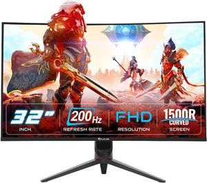 HAJAAN 32 Inch FHD 1080p Curved Gaming Monitor with RGB Lighting 200Hz Refresh Rate with VA Display, Built-in Speakers, Tilt Adjustment, Wall Mountable 2x HDMI, DP (X3223C) -Black