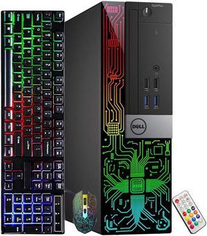 Dell OptiPlex Desktop Customized RGB Lights Computer Intel i5 Quad-Core Processor 8GB RAM 512GB SSD Win 10 Pro WIFI|Bluetooth, HAJAAN Gaming PC Keyboard & Mouse HDMI