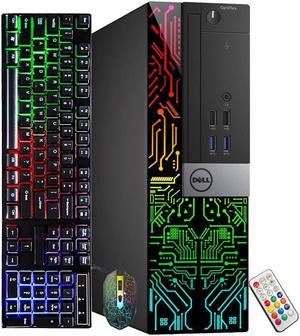 Dell OptiPlex Desktop Customized RGB Lights Computer Intel i5 Quad-Core Processor 8GB RAM 1TB SSD Win 10 Pro WIFI, HAJAAN Gaming PC Keyboard & Mouse HDMI