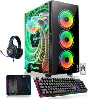 HAJAAN CYCLONIA Gaming PC Computer - AMD Ryzen 7 Processor up to 4.1 GHz, AMD Radeon RX 580 8GB, 16GB DDR4 RAM, 512GB SSD, RGB, Wi-Fi, Bluetooth, Windows 11 Pro 64-bit