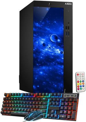 AXOII RGB Gaming PC Desktop Computer, Intel Core i5 Processor Upto 4.1GHz, AMD Radeon RX 550 4GB, 32GB RAM, 1TB NVMe, Wi-Fi, Bluetooth - Windows 11 Pro
