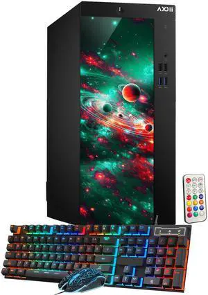 AXOII RGB Gaming PC Desktop Computer, Intel Core i7 Processor Upto 4.60GHz, GeForce RTX 3050 6GB, 32GB RAM, 1TB NVMe, Wi-Fi, Bluetooth - Windows 11 Pro