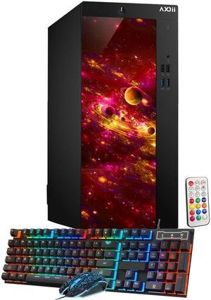 AXOII RGB Gaming PC Desktop Computer, Intel Core i5 Processor Upto 4.1GHz, GeForce GTX 1050 Ti 4GB, 32GB RAM, 1TB NVMe, Wi-Fi, Bluetooth - Windows 11 Pro
