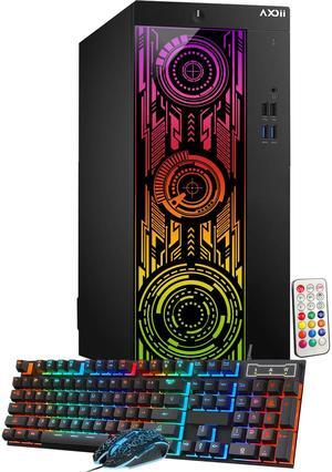 AXOII RGB Gaming PC Desktop Computer, Intel Core i5 Processor Upto 4.1GHz, AMD Radeon RX 550 4GB, 32GB RAM, 1TB NVMe, Wi-Fi, Bluetooth - Windows 11 Pro