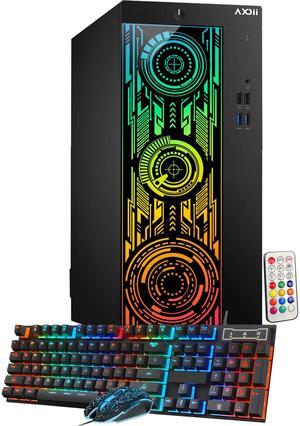AXOII RGB Gaming PC Desktop Computer, Intel Core i5 Processor Upto 4.1GHz, GeForce GTX 1050 Ti 4GB, 32GB RAM, 1TB NVMe, Wi-Fi, Bluetooth - Windows 11 Pro