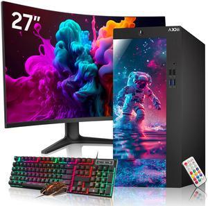 AXOII Custom Built Gaming PC, Intel Core i5 Processor, GeForce GTX 1050 Ti 4GB, 32GB DDR4 RAM, 1TB M.2 NVMe SSD, 27 Inch Gaming Monitor - Windows 11 Pro