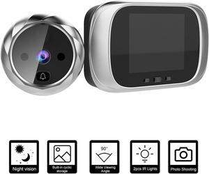Home Security Digital Peephole Door Camera Viewer with Doorbell, 2.8 Inch LCD Screen, Night Vision, Photo Record - Silver