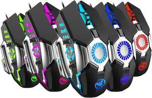 HXSJ J700 Colorful Glowing 6400DPI Macro Programming USB Wired Gaming Mouse for Desktop Laptop Computer