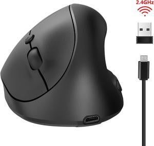 HXSJ X10 Ergonomic Rechargeable 2400DPI 2.4GHz Wireless Silent Vertical Mouse - Black