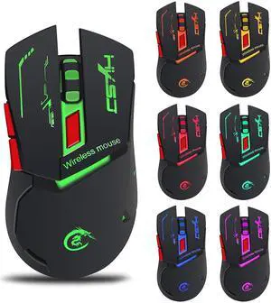 HXSJ X30 Ergonomic 7 Colorful Lights 2400DPI Wireless Mouse with Built-in 1200mAh High Capacity Rechargeable Battery