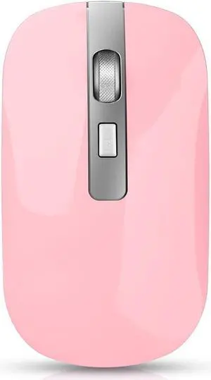 HXSJ M30 Rechargeable Office Silent Wireless Mouse W/ Metal Scroll Wheel for Girls - Pink