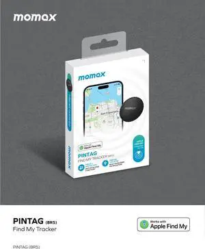 MOMAX PinTag BR5 Wireless Positioning Anti-lost Real-time Tracker with Apple Find My Certified (Black)