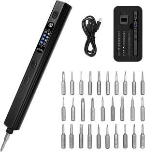 SEQURE ES555 Electric Screwdriver Set, 5V Cordless Screwdriver Rechargeable, Auto & Fixed Mode, 30-in-1 Magnetic Driver Bits, 3 Torque Settings, LED Lights, Repair Tool for RC Drones Electronics PC