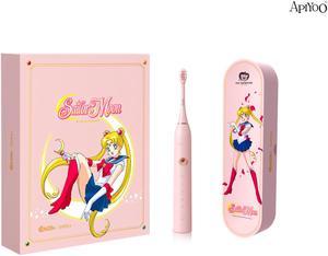 APIYOO Electric Toothbrush, Sailor Moon Sonic Electric Toothbrush, Fully Automatic Rechargeable Toothbrush Oral Care With 2 Toothbrush Heads Pink