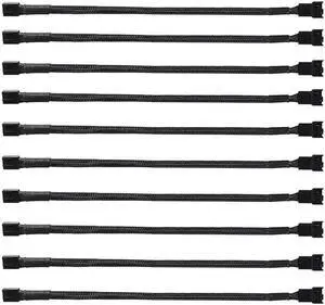 10Pack 4-Pin Case Male to Female PWM Fan Splitter Cable 10.6inch Sleeved Braided Adapter Computer PC Fan Power Extension Cable Converter for Computer ATX Case Compatible 3-Pin/4-Pin Cooling Fan Cable