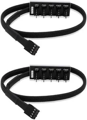 Hannord 4-Pin PWM Fan Power Supply Cable 1 to 5 Splitter 5 Way Hub PC Case Internal Motherboard Fan Power Extension Cable Cord Wire for ATX Computer Case 4-Pin and 3-Pin Cooling Fans (13 inch, 2 Pack)