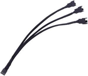 10pcs/lot 1 To 3 Way Splitter Sleeved Wire 4-Pin PWM Fan Connector Extension Cable