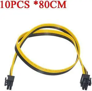 10pc/lot 80cm 6-Pin to 8-Pin (6+2Pin) PCI-E Cable Power Splitter Wire 18AWG Mining