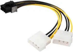 10Pcs/lot Dual 4 Pin Molex IDE to 8 Pin PCI Express Power Cable PCI-E Adapter