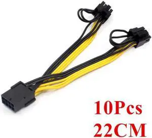 10pcs/lot x PCIE 8 pin Male to Dual PCI-E 6+2 pin Female GPU Power Cable Splitter