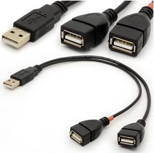 USB Cable Y Splitter USB 2.0 Power Enhancer Hub Adapter Data Charger Cable Extension Code Type a 30cm (1 Male to 2 Female)