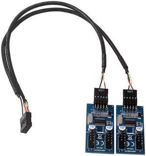 Enlabs INU29P1X4 Motherboard USB 2.0 9pin Header 1 to 4 Extension Hub Splitter Adapter - Converter MB USB 2.0 Male to 2 Male - 30CM USB 9-pin Internal Cable
