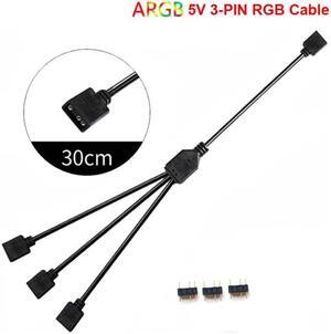 Anicorn 2 Pack 5V 3-Pin RGB 3-Way Female to x Female RBW LED Strip Splitter Cable,3 Port AURA RGB Lighting Hub w/ Gender Changer Adapter - 1 Foot