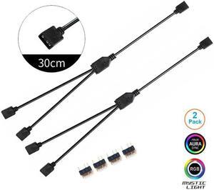 Anicorn 2 Pack 5V 3-Pin RGB 2-Way Female to x Female RBW LED Strip Splitter Cable,2 Port AURA RGB Lighting Hub w/ Gender Changer Adapter - 1 Foot