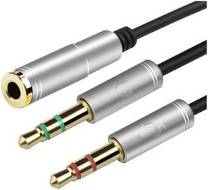 3.5mm Headphone Stereo Audio Mic Y Splitter,Dual 3.5 mm Plug (Audio + Microphone) to 4 Pole Comob Jack Aux Adapter for 4 pin 3.5mm Plug Smartphone Earphone