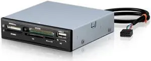 Anicorn U2CR35MA Metal Case 3.5" Floppy Bay Front Panel SDHC Micro SD MMC CF XD TF Flash Memory Internal All In 1 USB 2.0 Card Reader w/ USB Port Hub