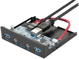 Anicorn  FP35U32UCAM USB 3.1 Type C 5Gb/s & 2 x USB 3.0 PC Case 3.5 inch Floppy Bay Front Panel 3 Ports USB Hub w/ HD Audio Output & Microphone