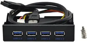 Anicorn PC computer 3.5 inch Floppy Bay Front Panel 4 Ports USB 3.0 Hub, USB 3.0 19/20pin to 4 x USB 3.0 Type A Female Splitter Internal USB Hub