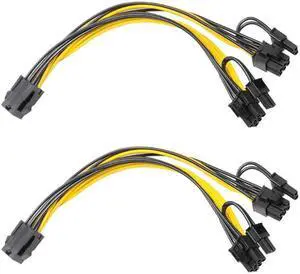 GPNE 2Pack PCI-E 8-Pin Male to Dual 8-Pin (6+2) Male PCI Express Power Adapter Cable for Power Supply Cable Graphics Video Card 8Pin Splitter
