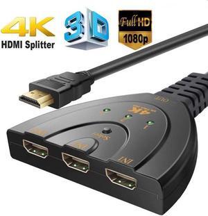 64301KT 3 Ports HDMI Switch with Pigtail Cable, Ultra-high Performance, 3 in 1 out Portable, Support Full 3D, 4K2K, HDCP for Blu-Ray, Nintendo, PS3, PS4, Xbox One, Xbox 360 etc - Black