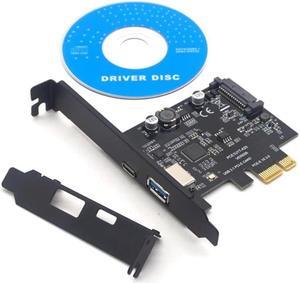 Weastlinks SuperSpeed USB 3.1 Type C + USB 3.0 PCI-Express Expansion Card Riser 15pin SATA Power Connector PCIE X1 Adapter ASM3142 Chipsets