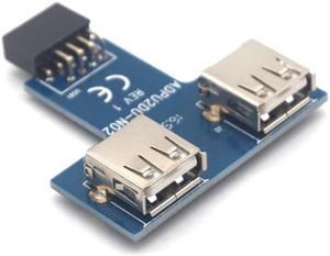 Weastlinks Motherboard USB 2.0 9Pin Female to 2 Port A Female Adapter Converter PCB Board Card Extender Internal PC Case