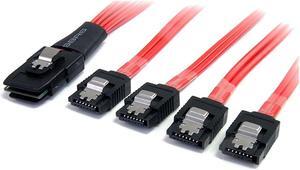 SAS8087S450 50cm Serial Attached SCSI SAS Cable - SFF-8087 Plug to 4x Latching SATA (female) - Mini SAS to SATA Cable